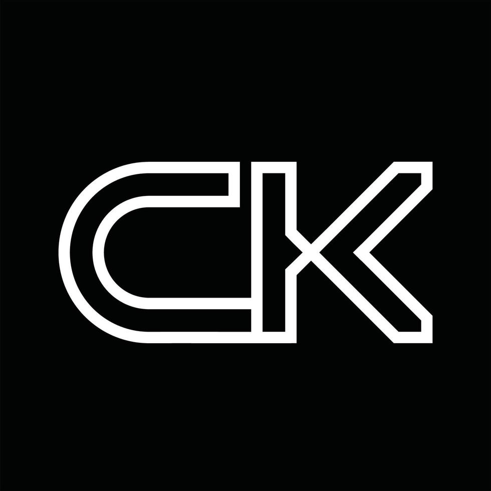 monograma do logotipo ck com espaço negativo de estilo de linha vetor
