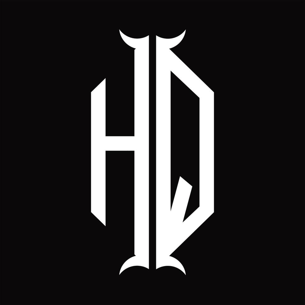 monograma de logotipo hq com modelo de design em forma de chifre vetor