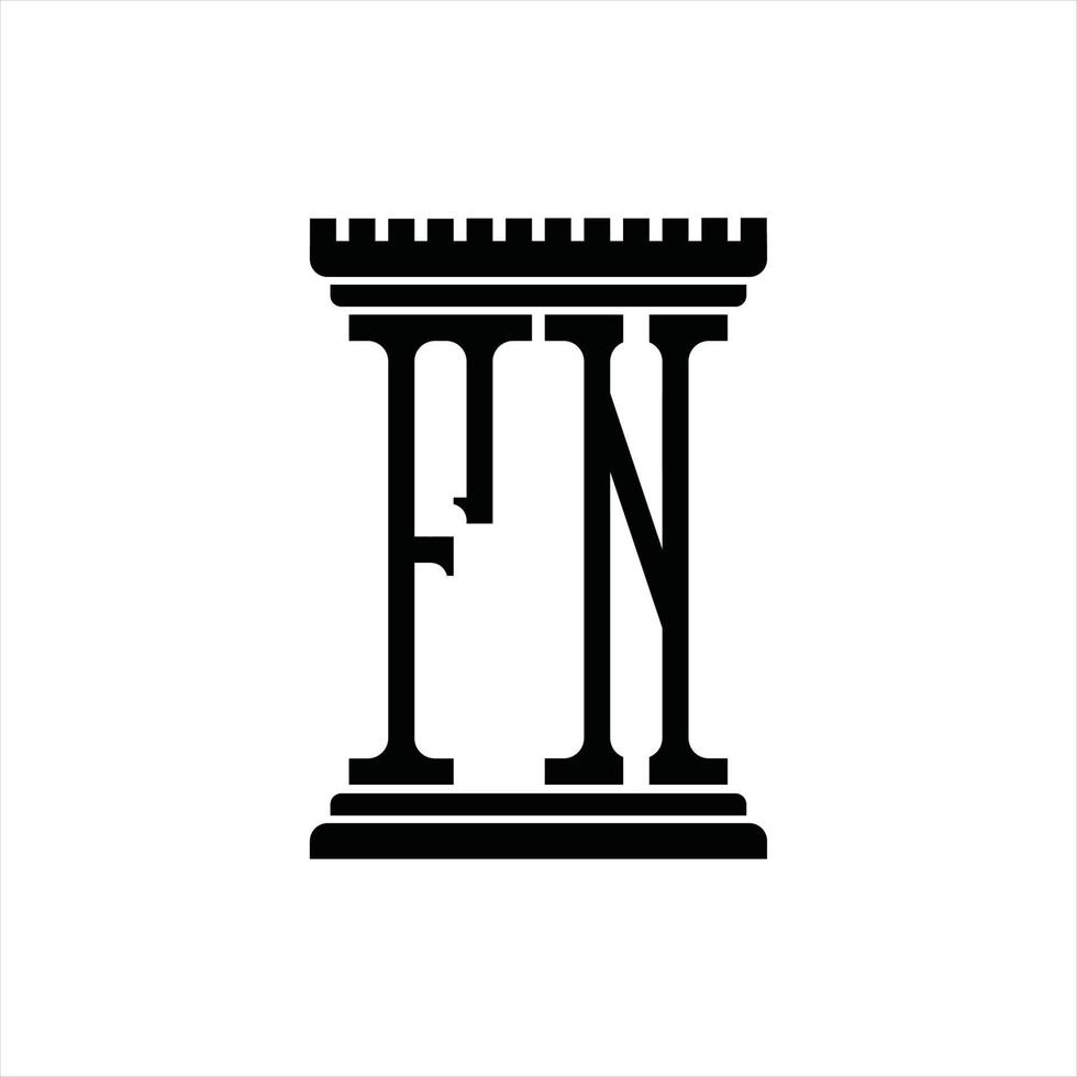 monograma de logotipo fn com modelo de design de forma de pilar vetor