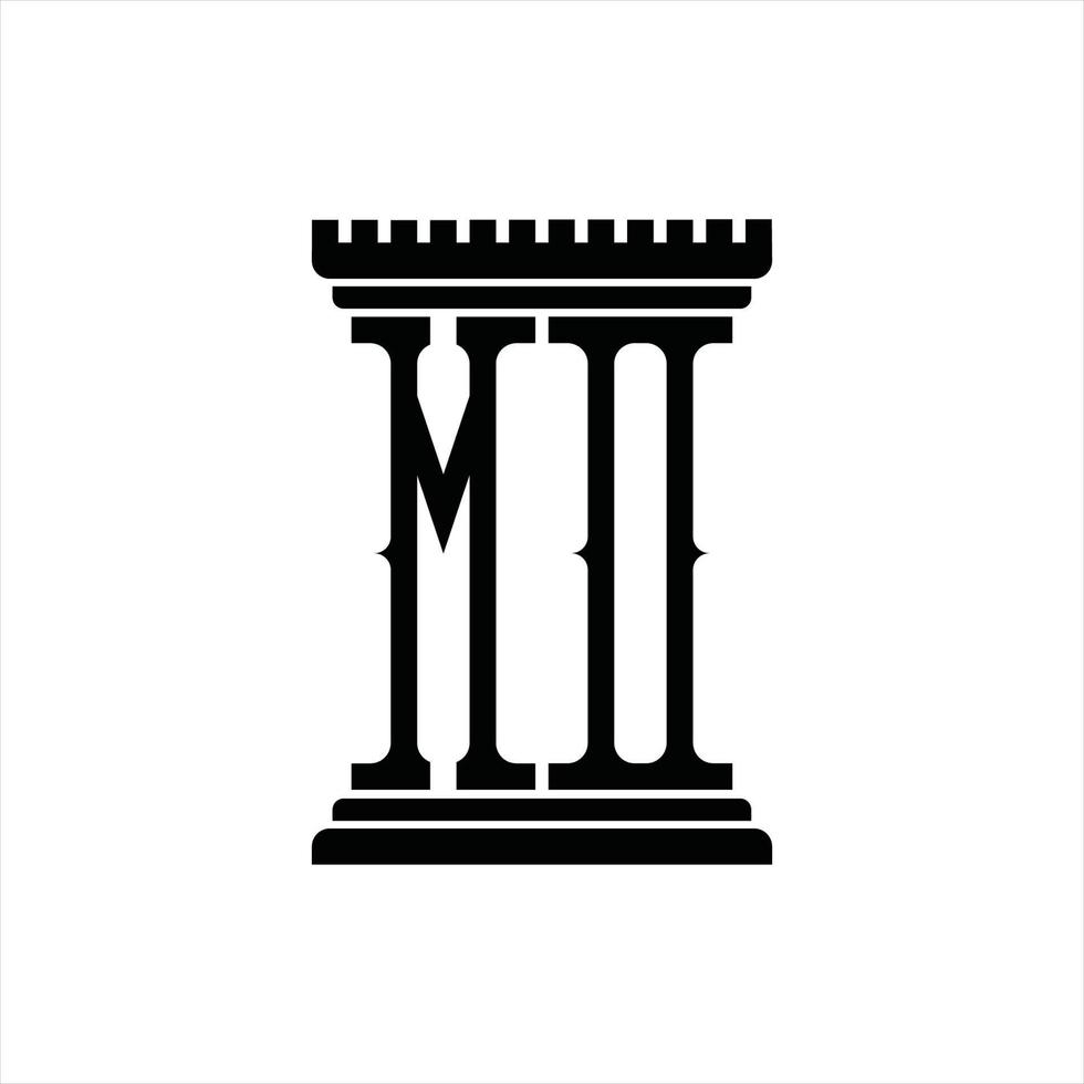 monograma de logotipo mo com modelo de design de forma de pilar vetor