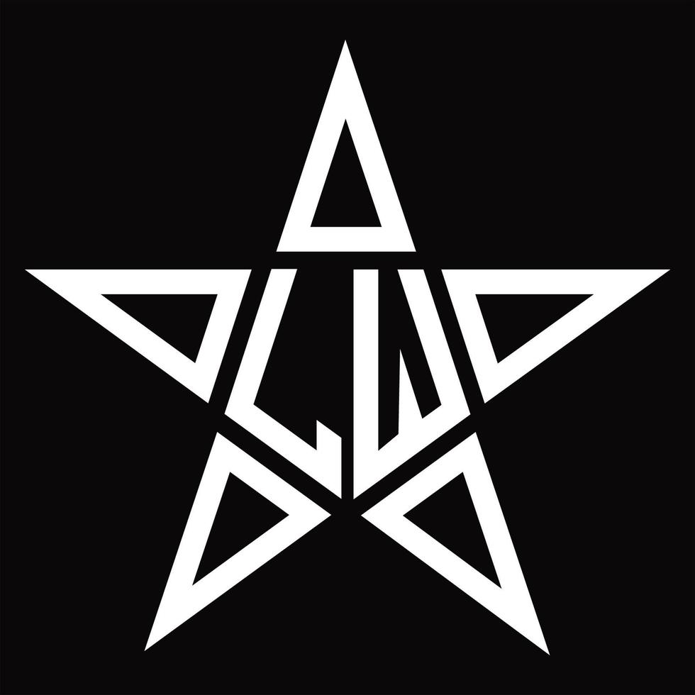monograma de logotipo lw com modelo de design em forma de estrela vetor