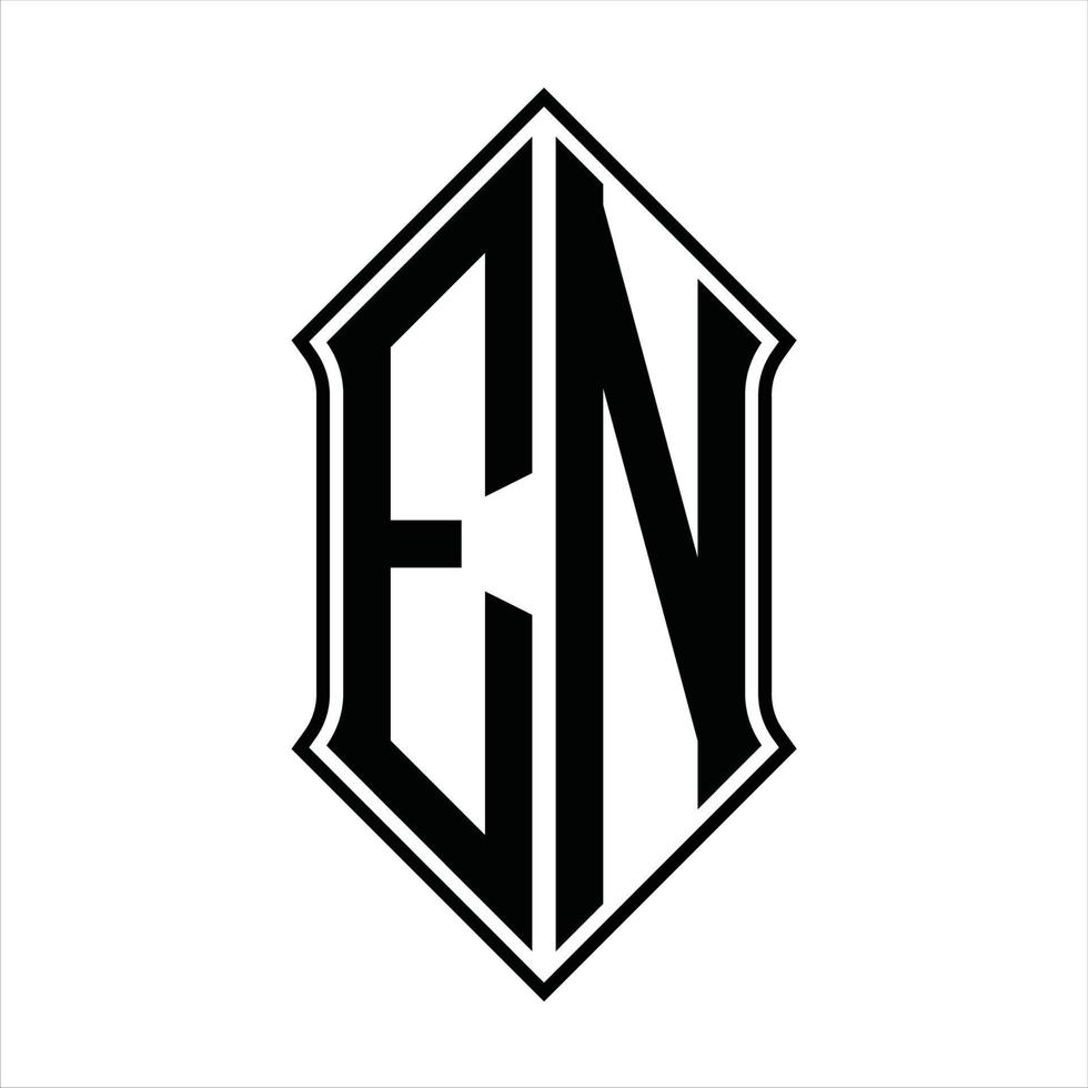 monograma de logotipo com forma de escudo e modelo de design de contorno resumo de ícone de vetor