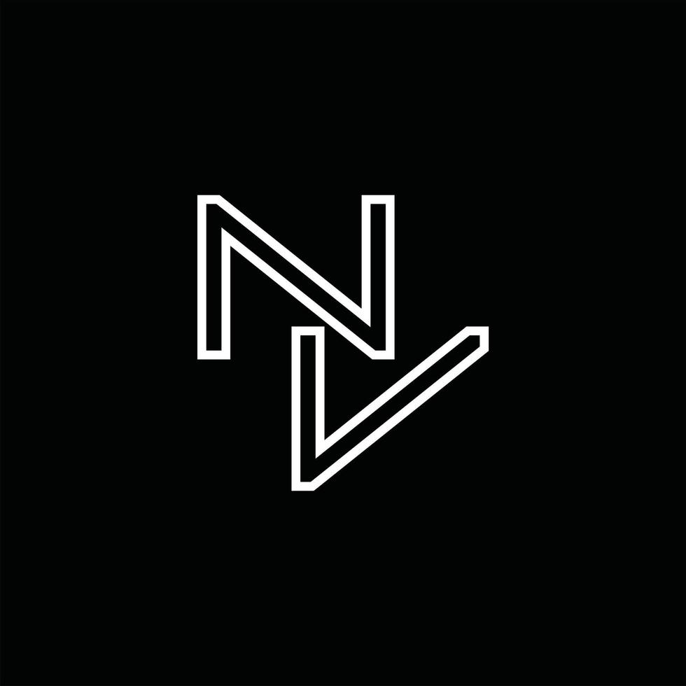 monograma de logotipo nv com modelo de design de estilo de linha vetor