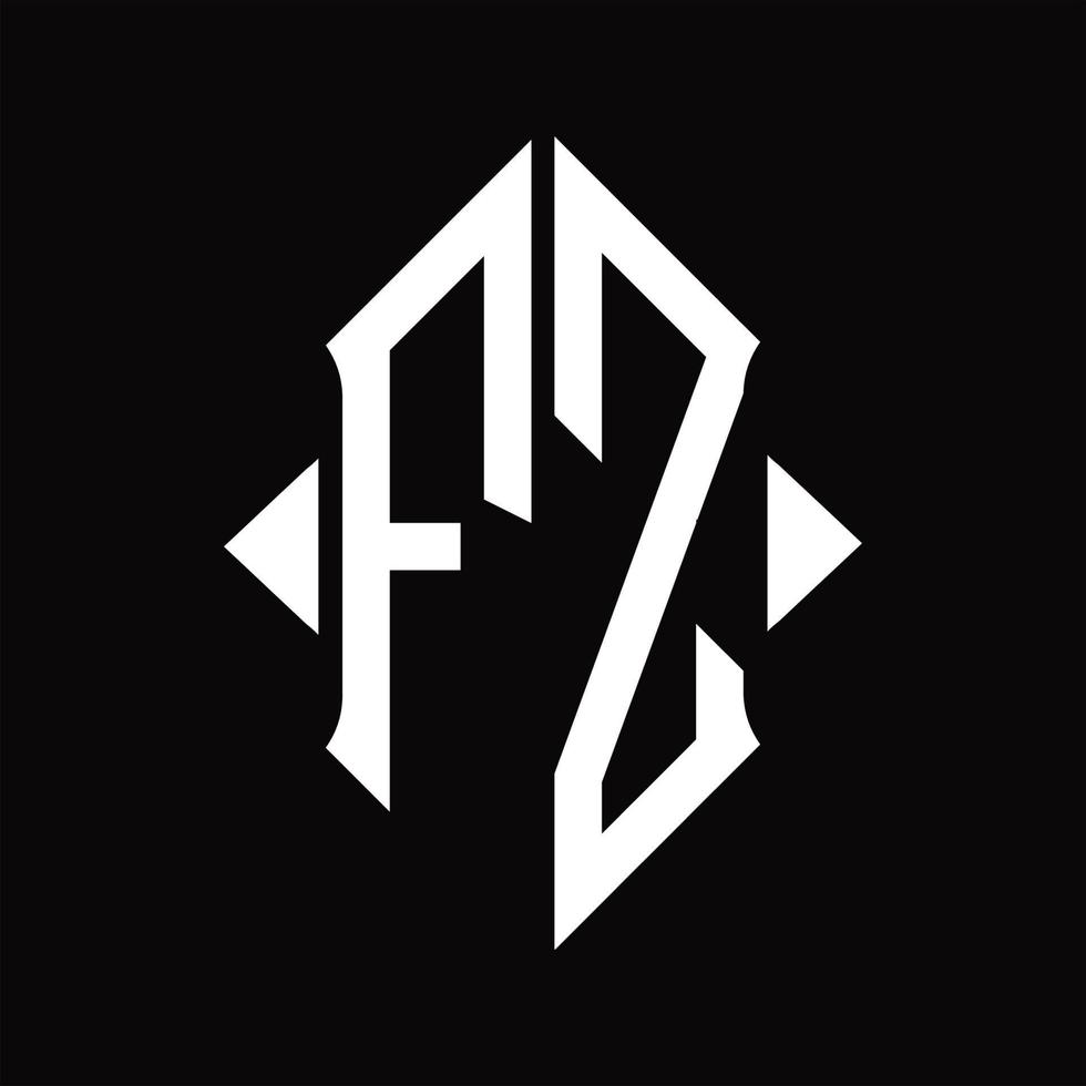 monograma do logotipo fz com modelo de design isolado em forma de escudo vetor