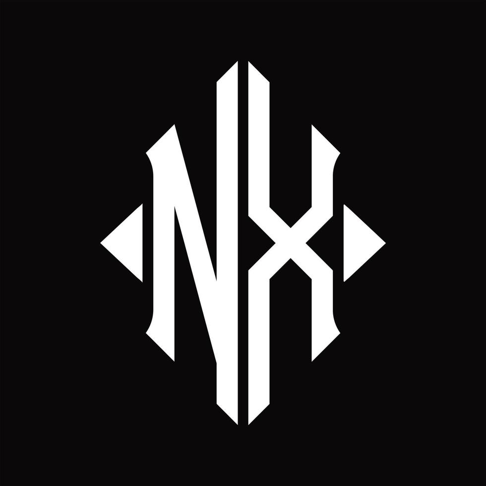 monograma de logotipo nx com modelo de design isolado de forma de escudo vetor