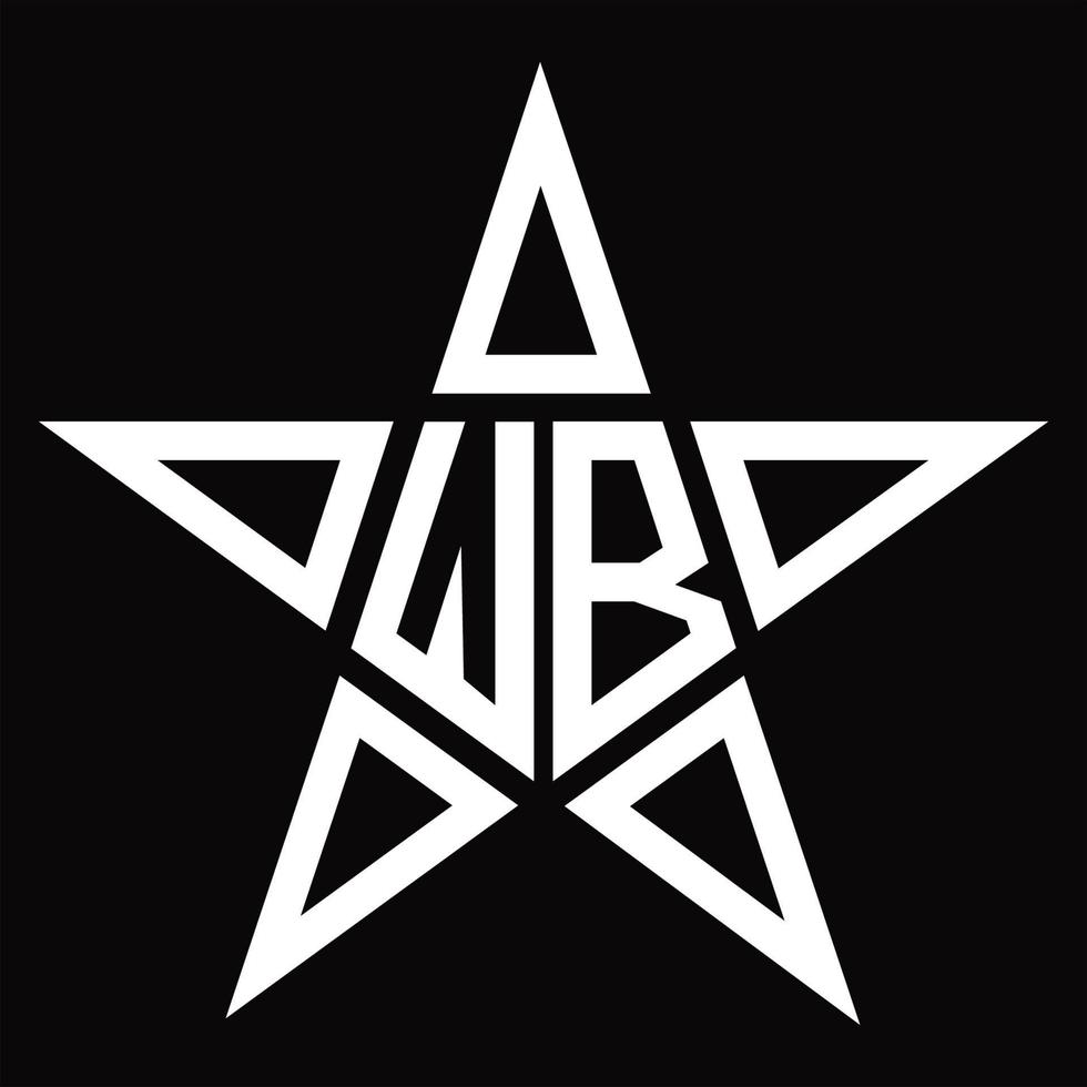 monograma de logotipo wb com modelo de design em forma de estrela vetor