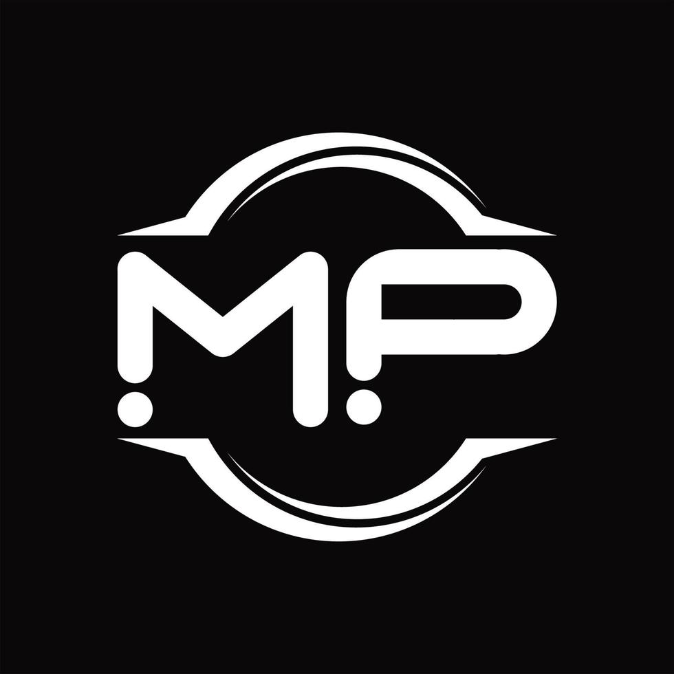 monograma de logotipo mp com modelo de design de forma de fatia arredondada de círculo vetor