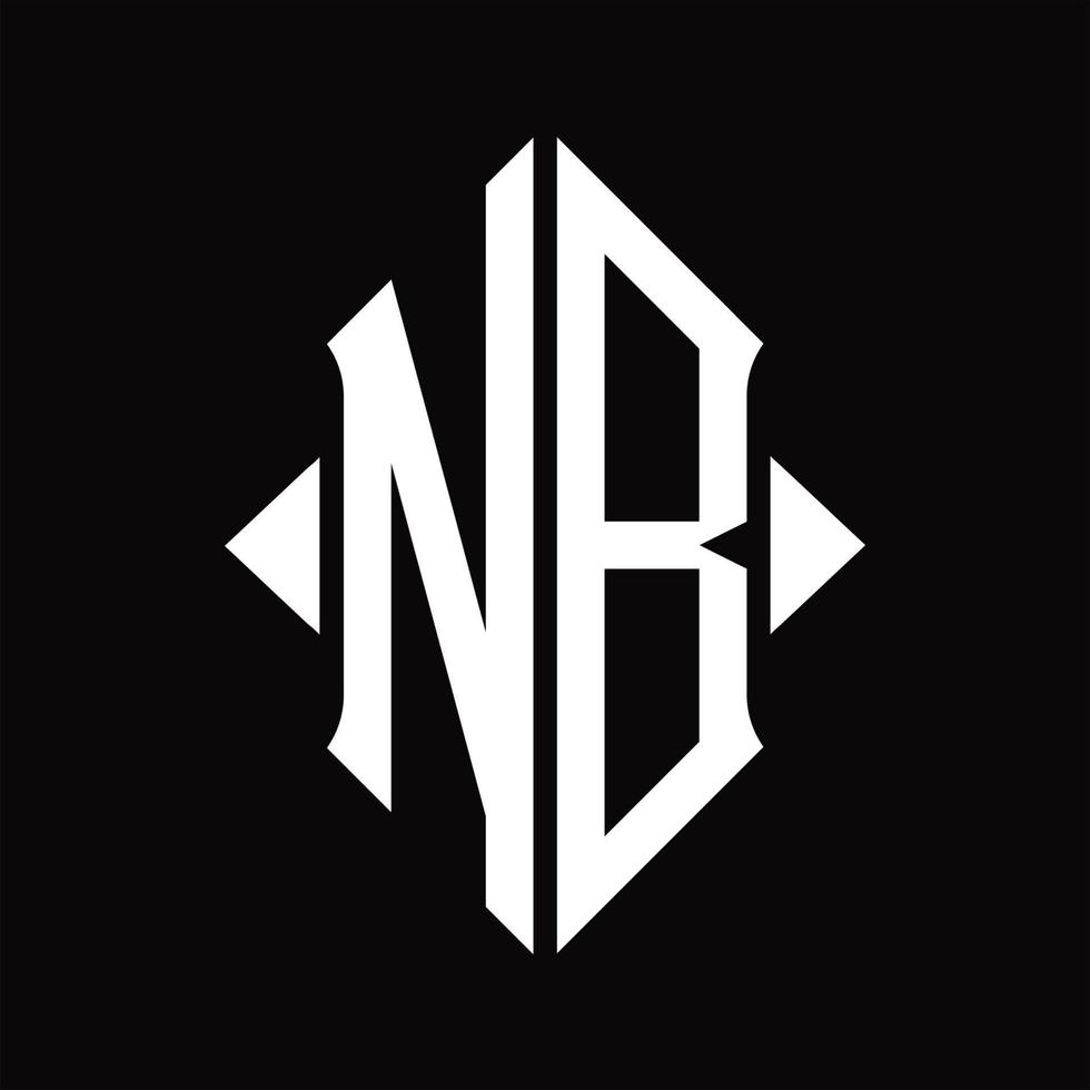 monograma de logotipo nb com modelo de design isolado de forma de escudo vetor