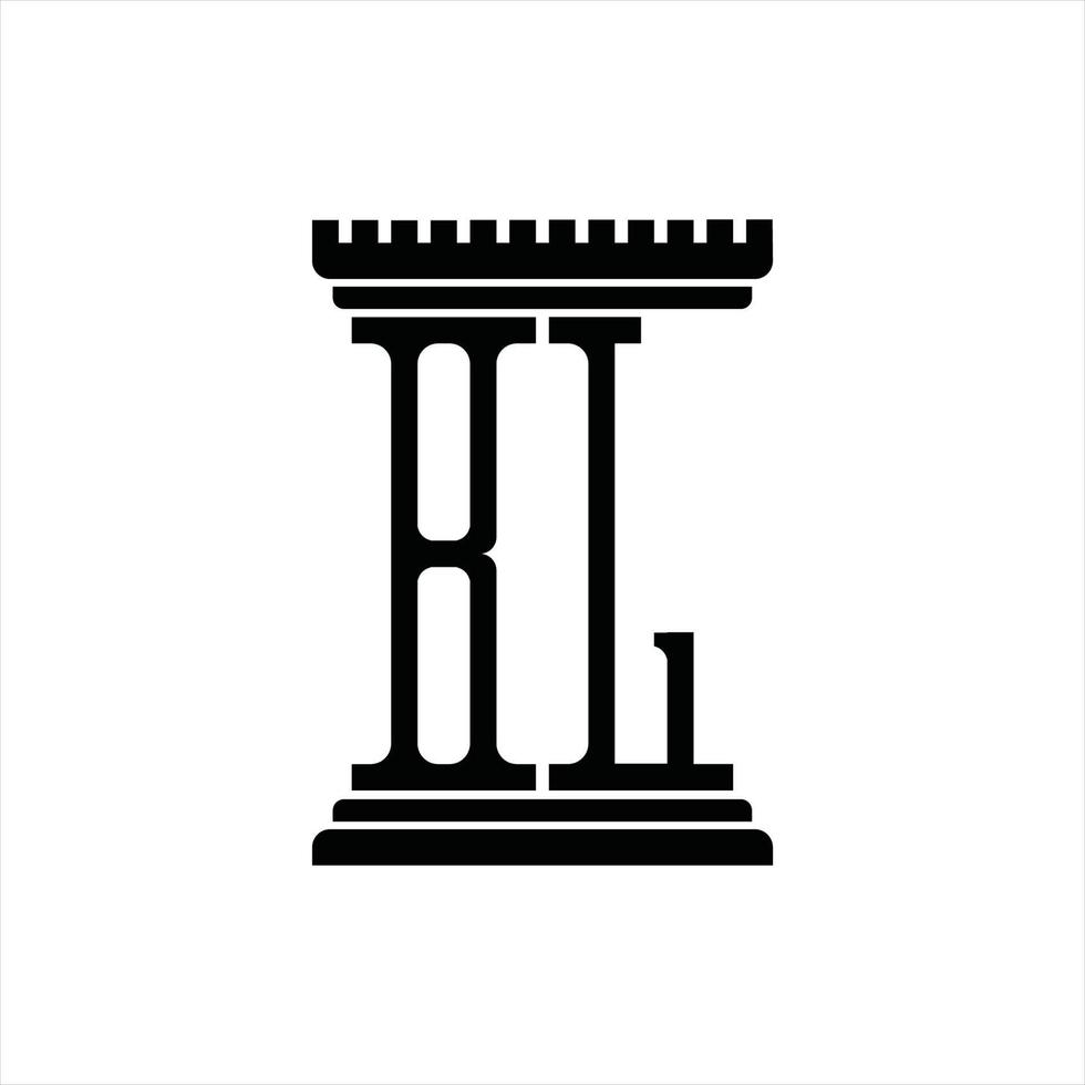 monograma de logotipo bl com modelo de design de forma de pilar vetor