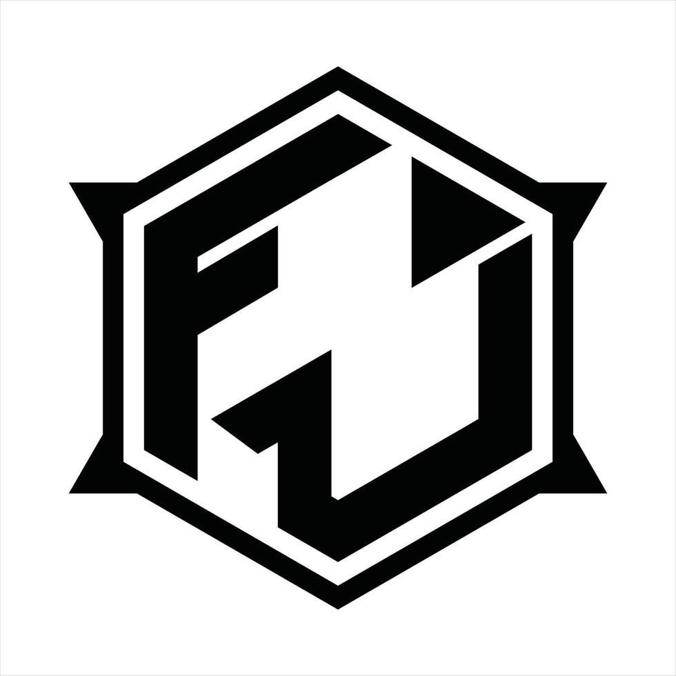 modelo de design de monograma de logotipo fu vetor