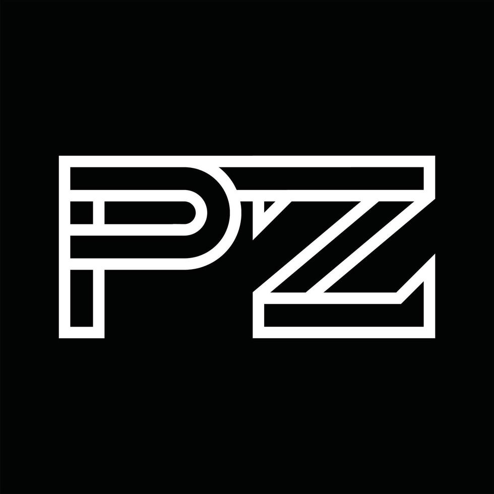 monograma do logotipo pz com espaço negativo de estilo de linha vetor