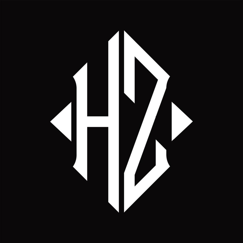 monograma de logotipo hz com modelo de design isolado de forma de escudo vetor