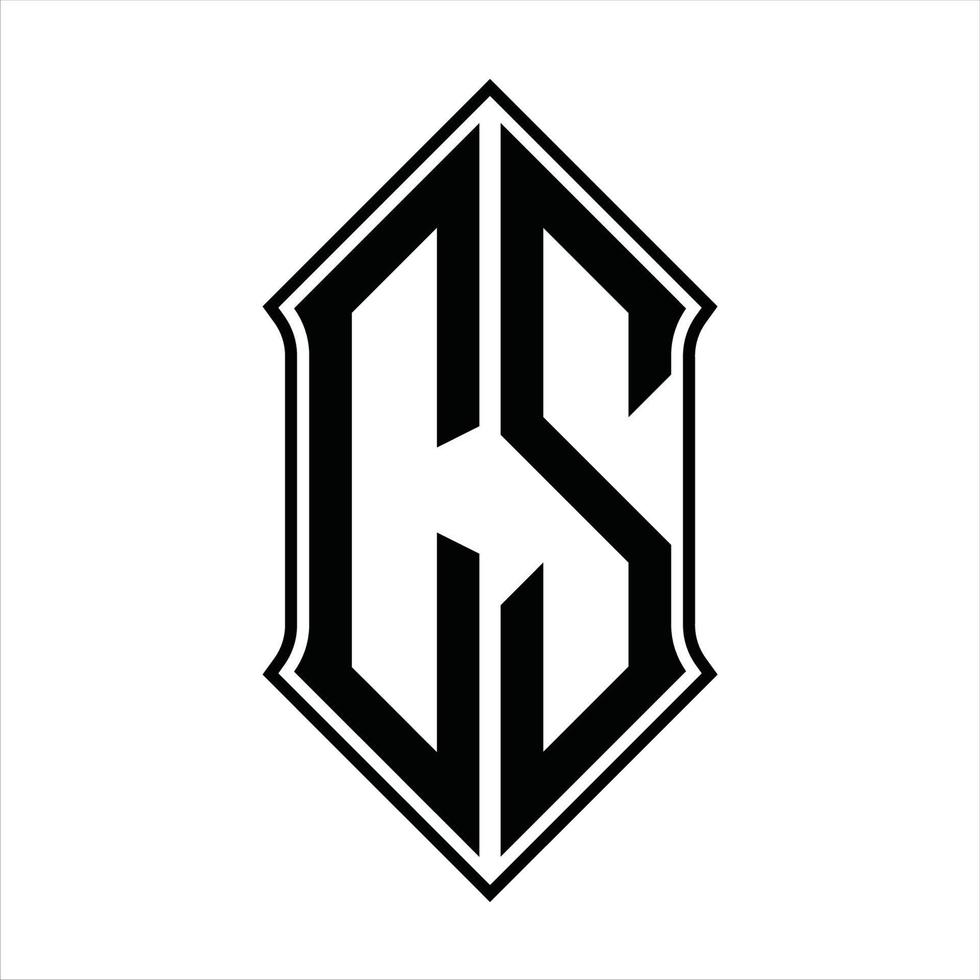 monograma do logotipo cs com forma de escudo e modelo de design de contorno resumo do ícone do vetor