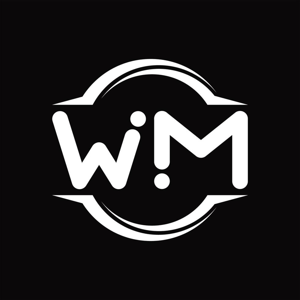 monograma de logotipo wm com modelo de design de forma de fatia arredondada de círculo vetor