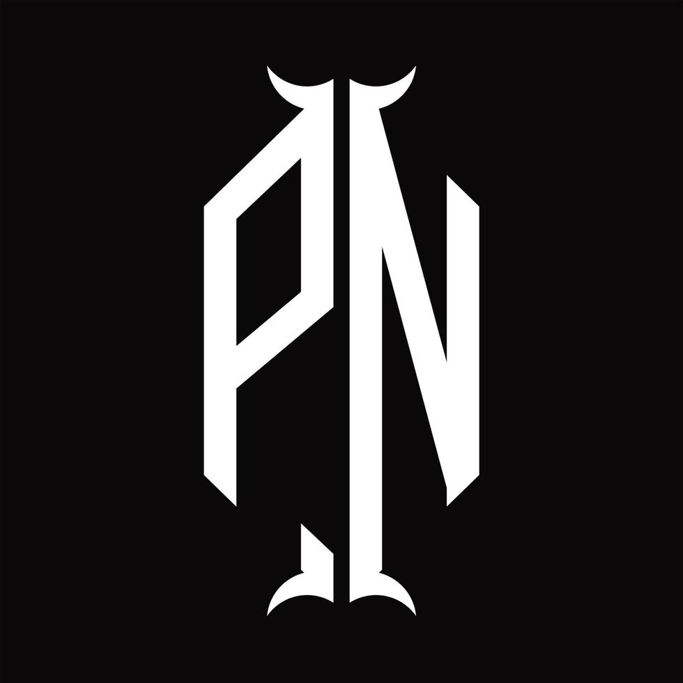 monograma de logotipo pn com modelo de design de forma de chifre vetor