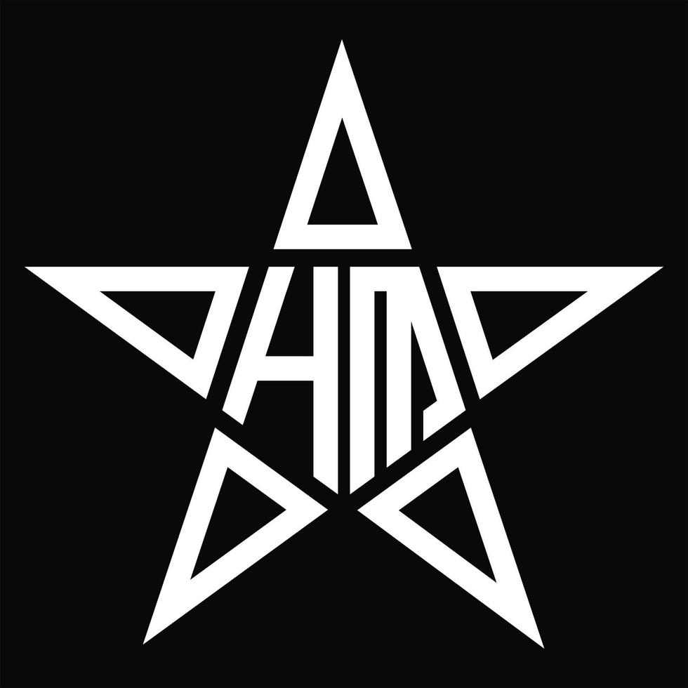 monograma de logotipo hm com modelo de design em forma de estrela vetor