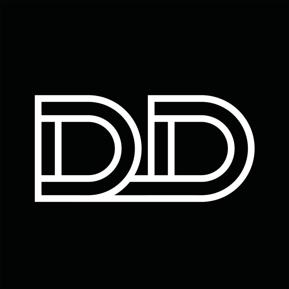 monograma do logotipo dd com espaço negativo de estilo de linha vetor