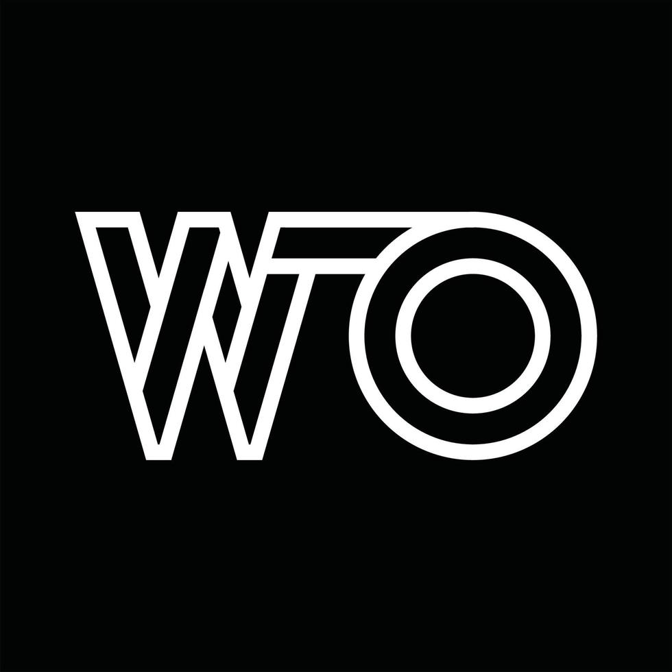 monograma de logotipo wo com espaço negativo de estilo de linha vetor