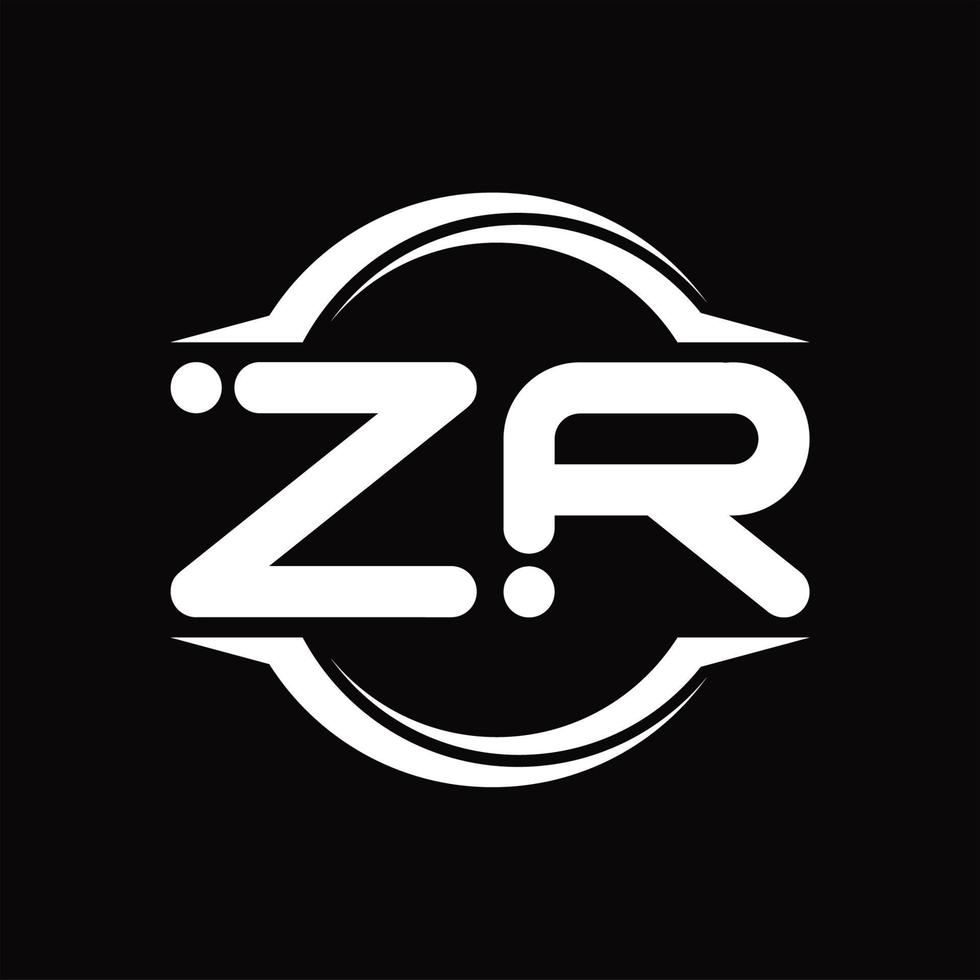 monograma de logotipo zr com modelo de design de forma de fatia arredondada de círculo vetor
