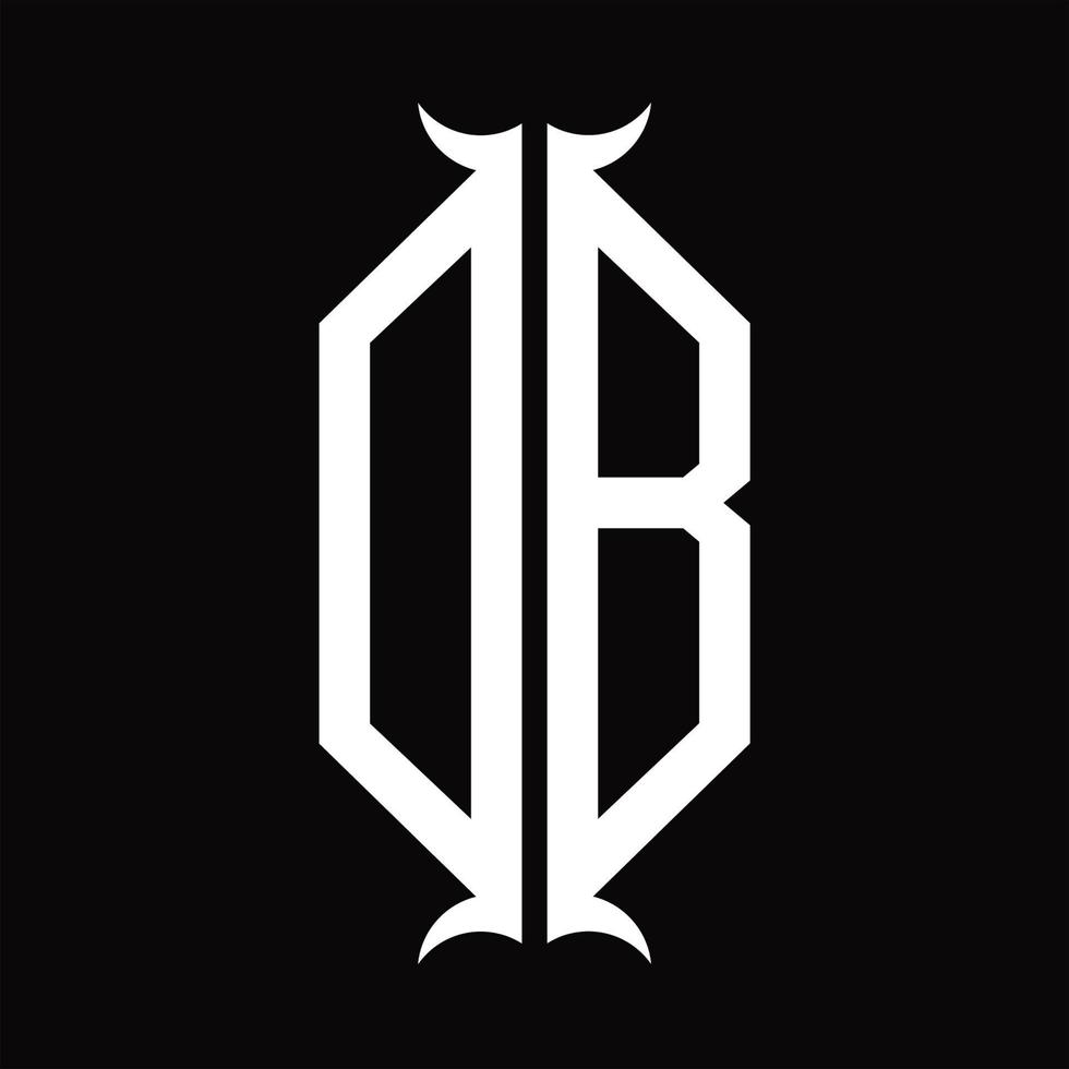 monograma de logotipo db com modelo de design de forma de chifre vetor