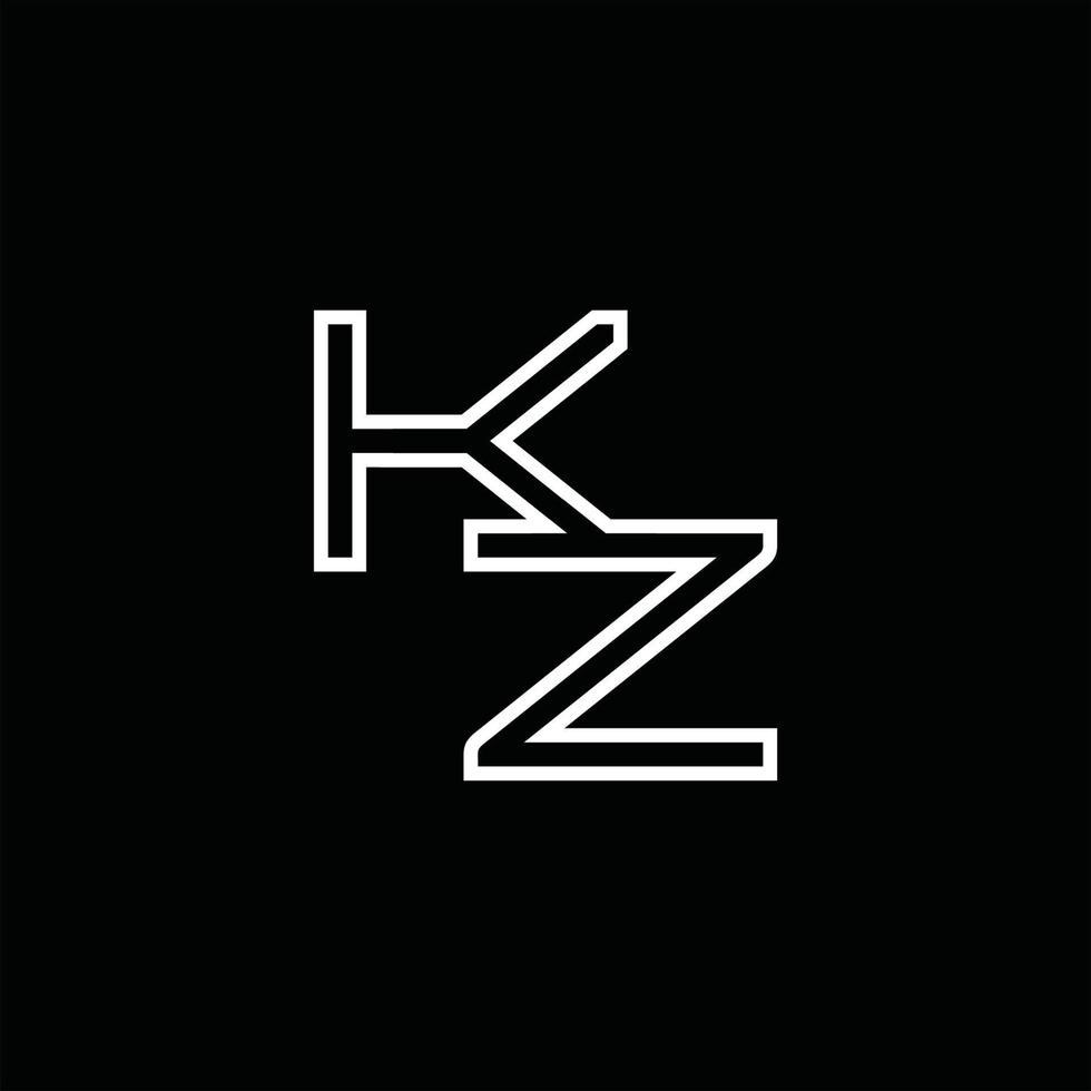 monograma de logotipo kz com modelo de design de estilo de linha vetor