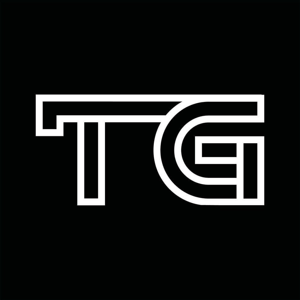 tg logotipo monograma com espaço negativo de estilo de linha vetor