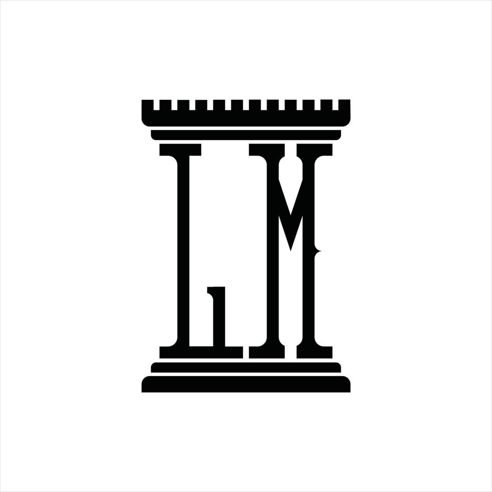 monograma de logotipo lm com modelo de design de forma de pilar vetor