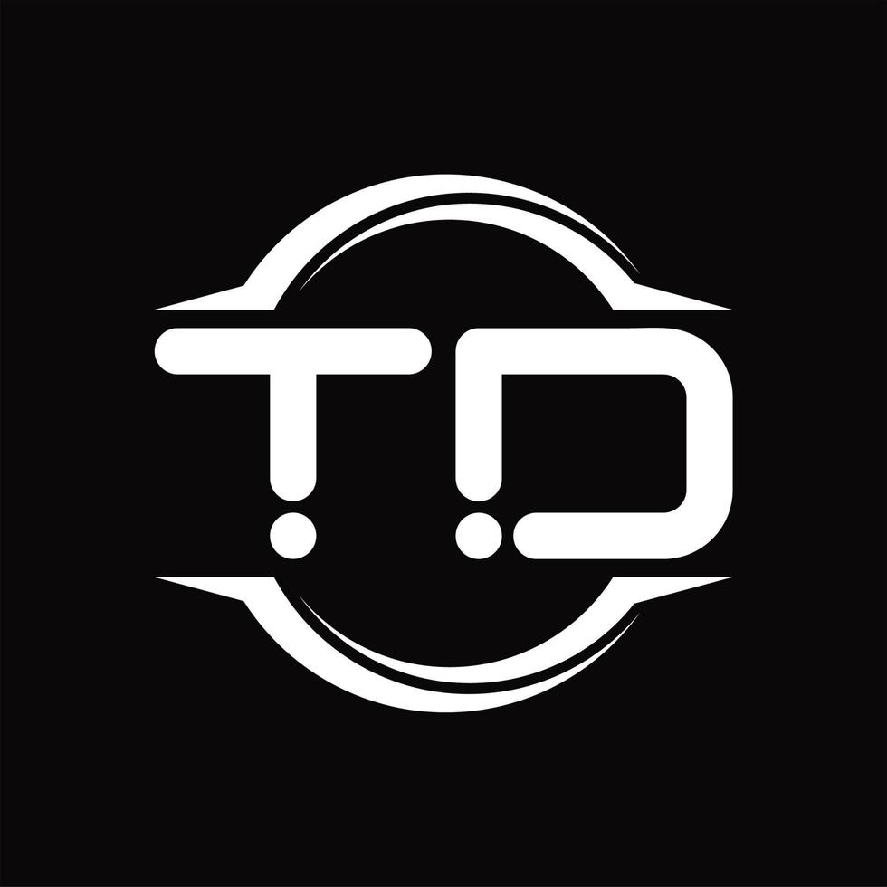 monograma de logotipo td com modelo de design de forma de fatia arredondada de círculo vetor