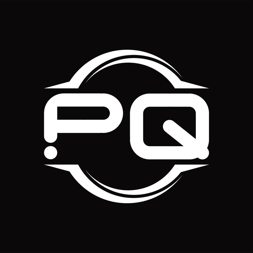 pq monograma de logotipo com modelo de design de forma de fatia arredondada de círculo vetor