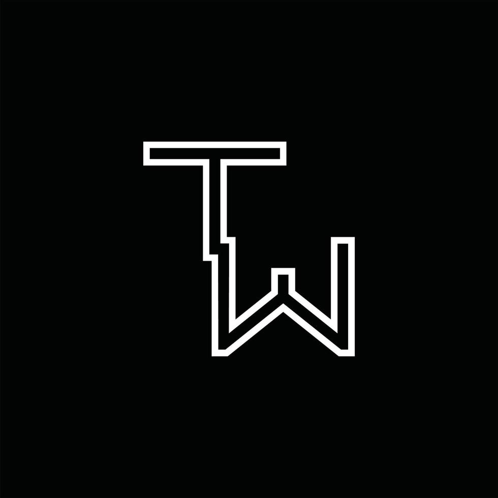 monograma de logotipo tw com modelo de design de estilo de linha vetor