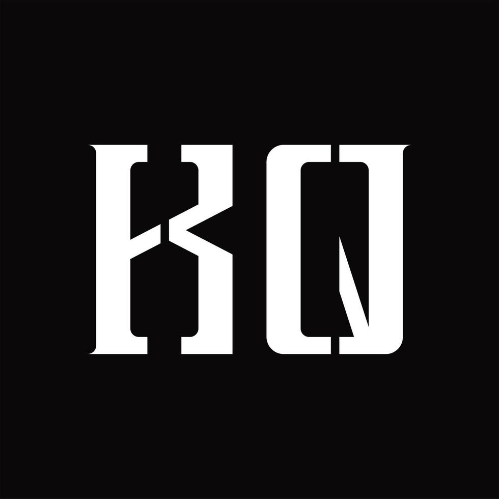 monograma de logotipo kq com modelo de design de fatia média vetor