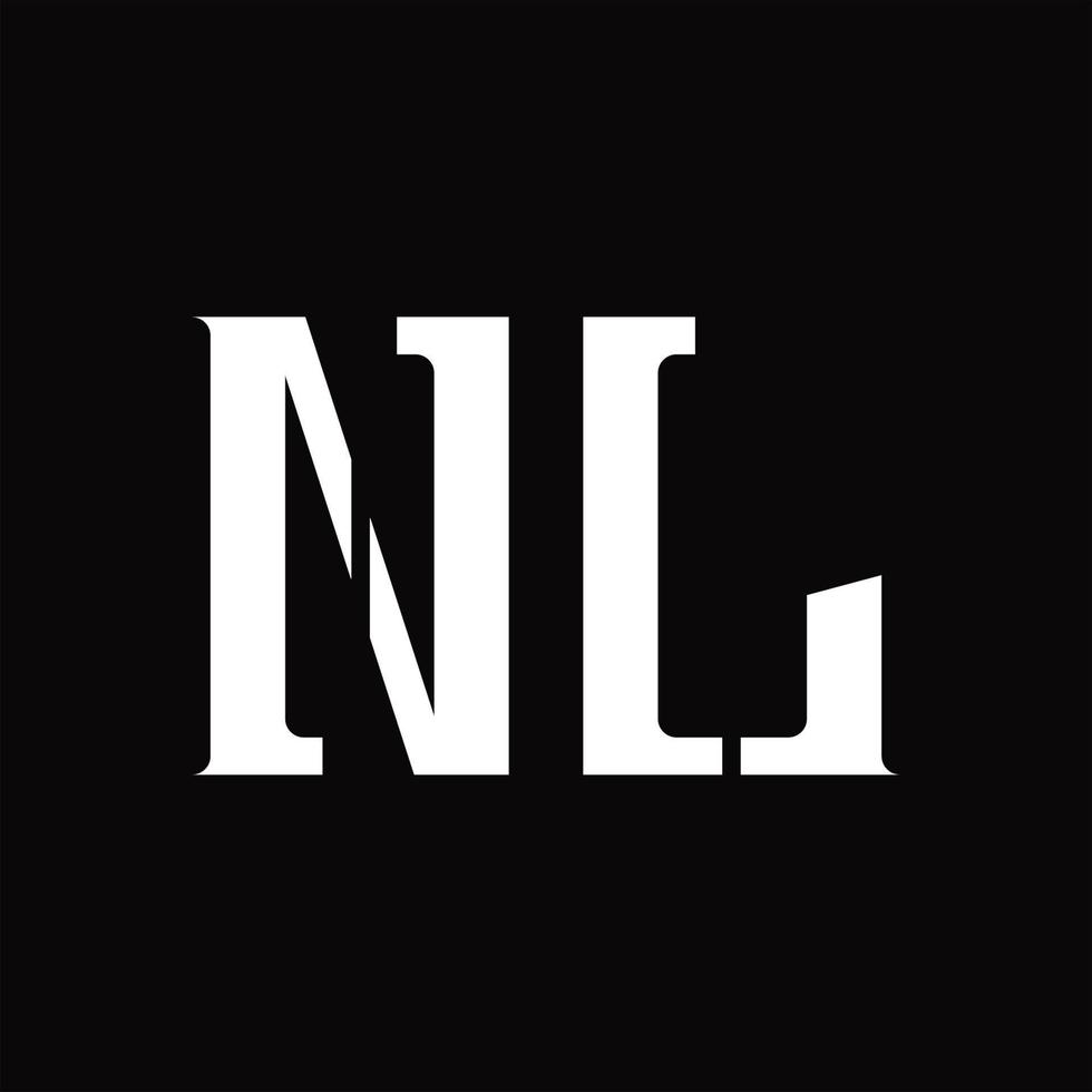 monograma de logotipo nl com modelo de design de fatia média vetor