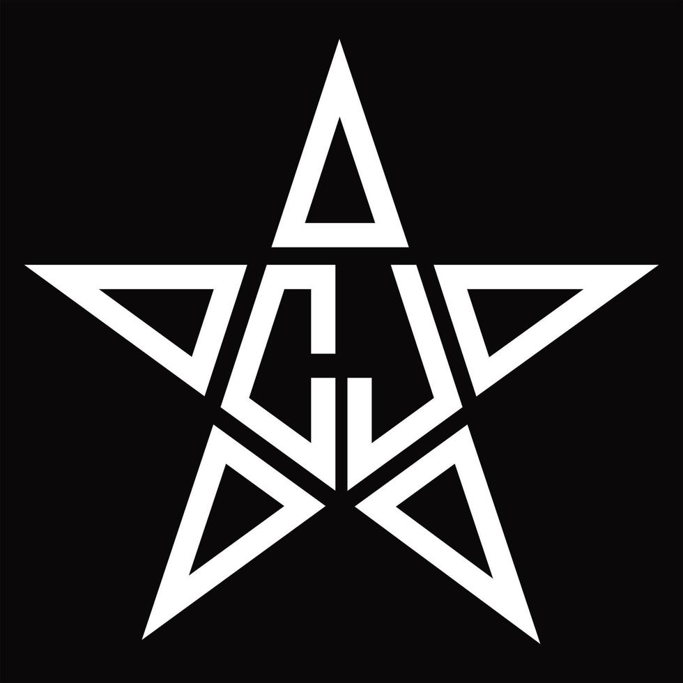 monograma de logotipo cj com modelo de design em forma de estrela vetor