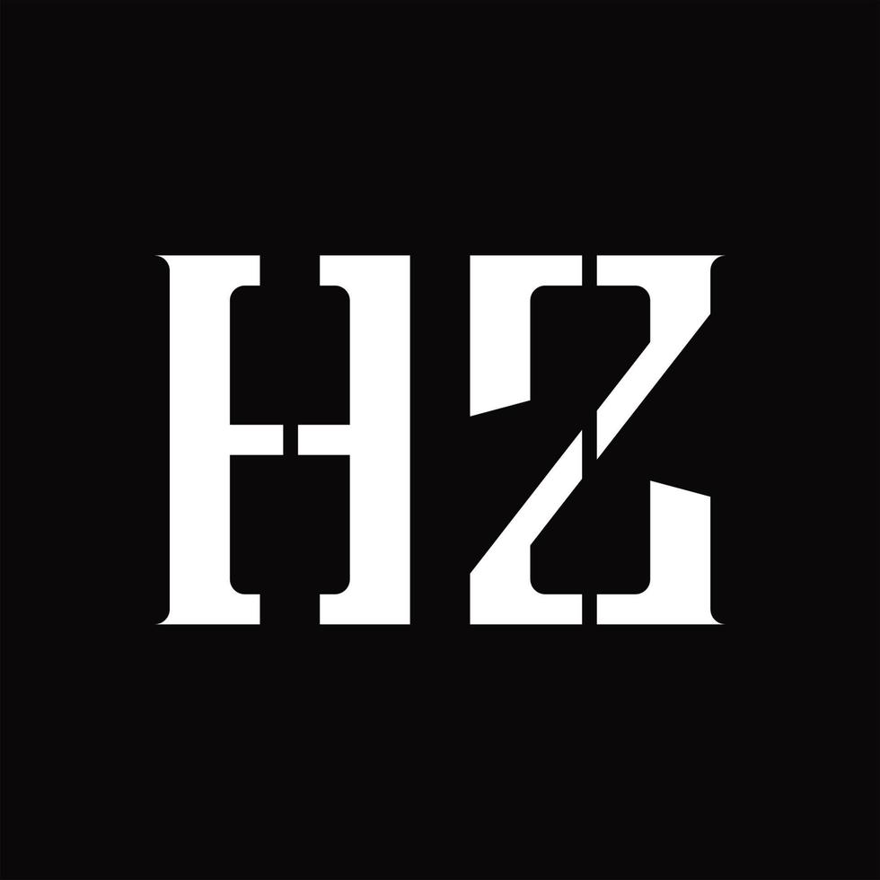 monograma de logotipo hz com modelo de design de fatia intermediária vetor