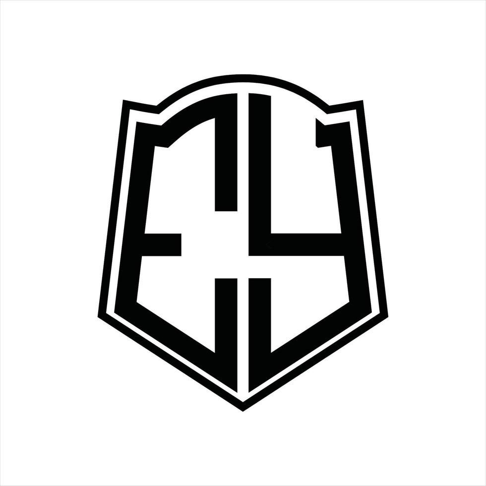 monograma de logotipo com modelo de design de contorno de forma de escudo vetor