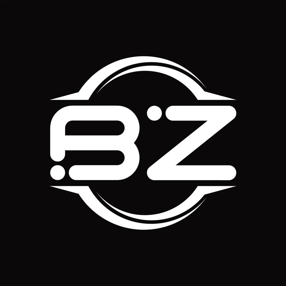 monograma de logotipo bz com modelo de design de forma de fatia arredondada de círculo vetor