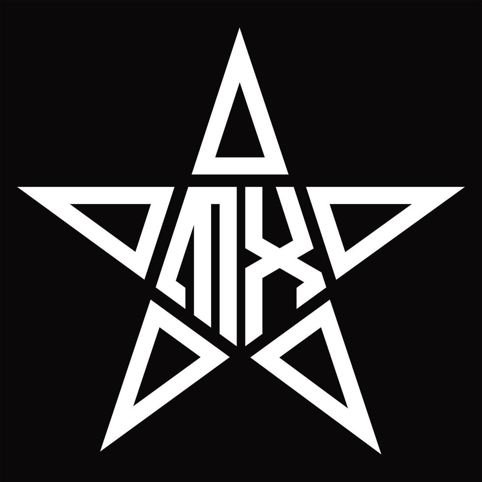monograma de logotipo mx com modelo de design em forma de estrela vetor