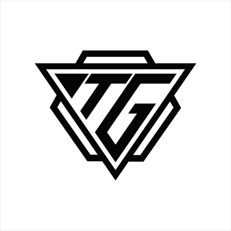 monograma de logotipo tg com modelo de triângulo e hexágono vetor