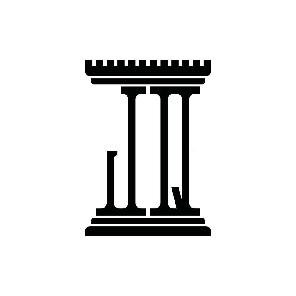 monograma de logotipo jq com modelo de design de forma de pilar vetor