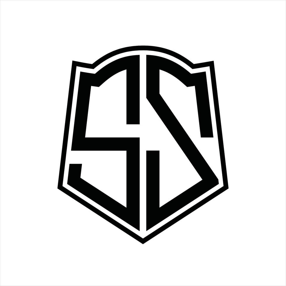 monograma de logotipo sz com modelo de design de contorno de forma de escudo vetor