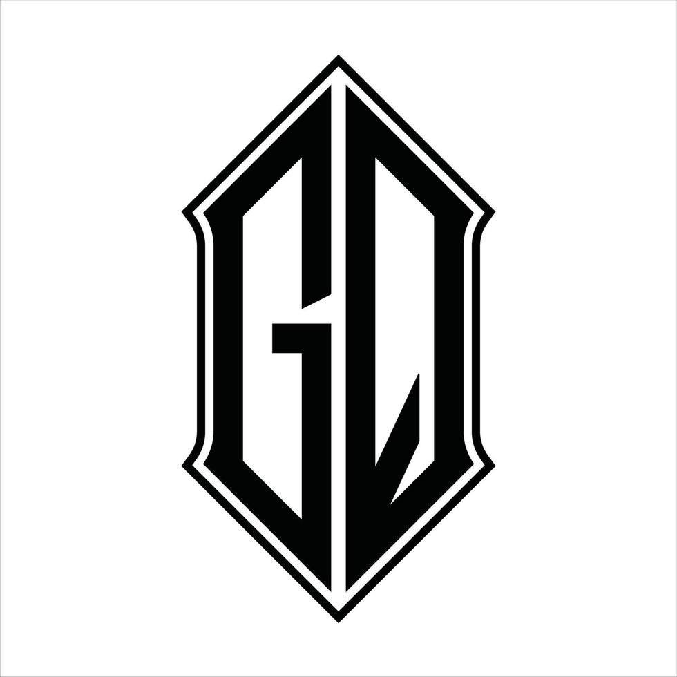 monograma de logotipo gq com forma de escudo e modelo de design de contorno resumo de ícone vetorial vetor