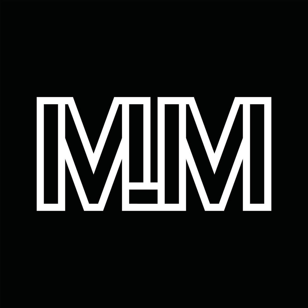 monograma de logotipo mm com espaço negativo de estilo de linha vetor