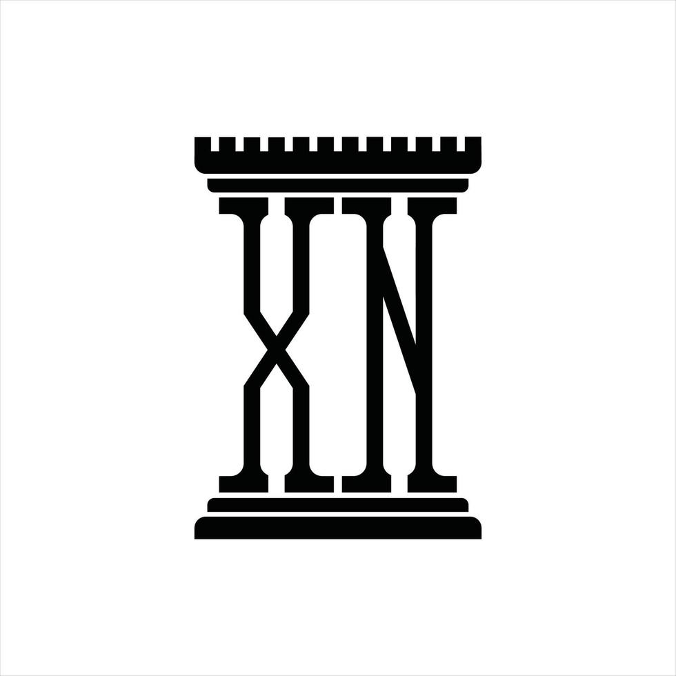 monograma de logotipo xn com modelo de design de forma de pilar vetor