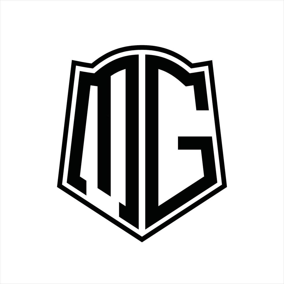 monograma de logotipo mg com modelo de design de contorno de forma de escudo vetor