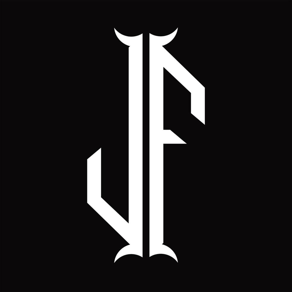 monograma do logotipo jf com modelo de design em forma de chifre vetor