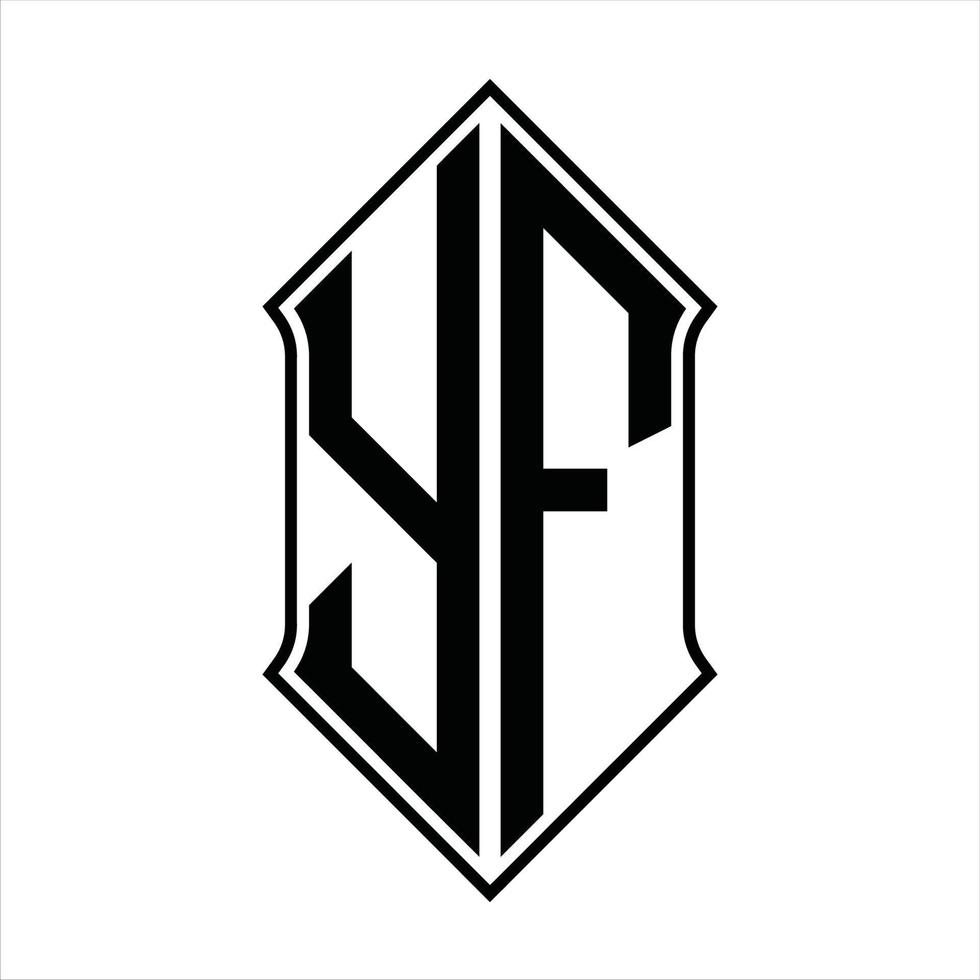 monograma do logotipo yf com formato de escudo e modelo de design de contorno resumo do ícone do vetor