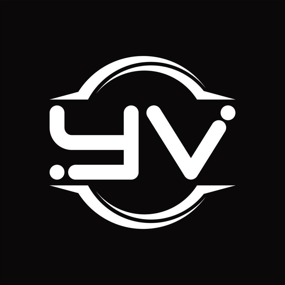 monograma de logotipo yv com modelo de design de forma de fatia arredondada de círculo vetor