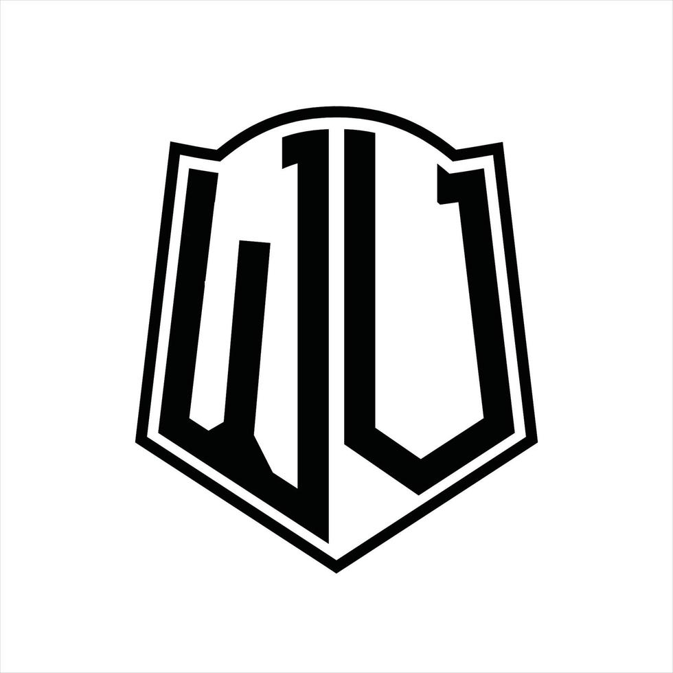 monograma de logotipo wv com modelo de design de contorno de forma de escudo vetor