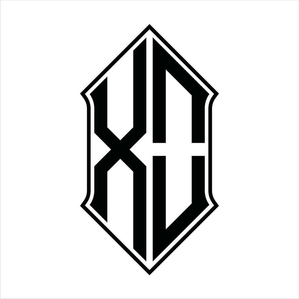 monograma do logotipo xo com forma de escudo e modelo de design de contorno resumo do ícone do vetor