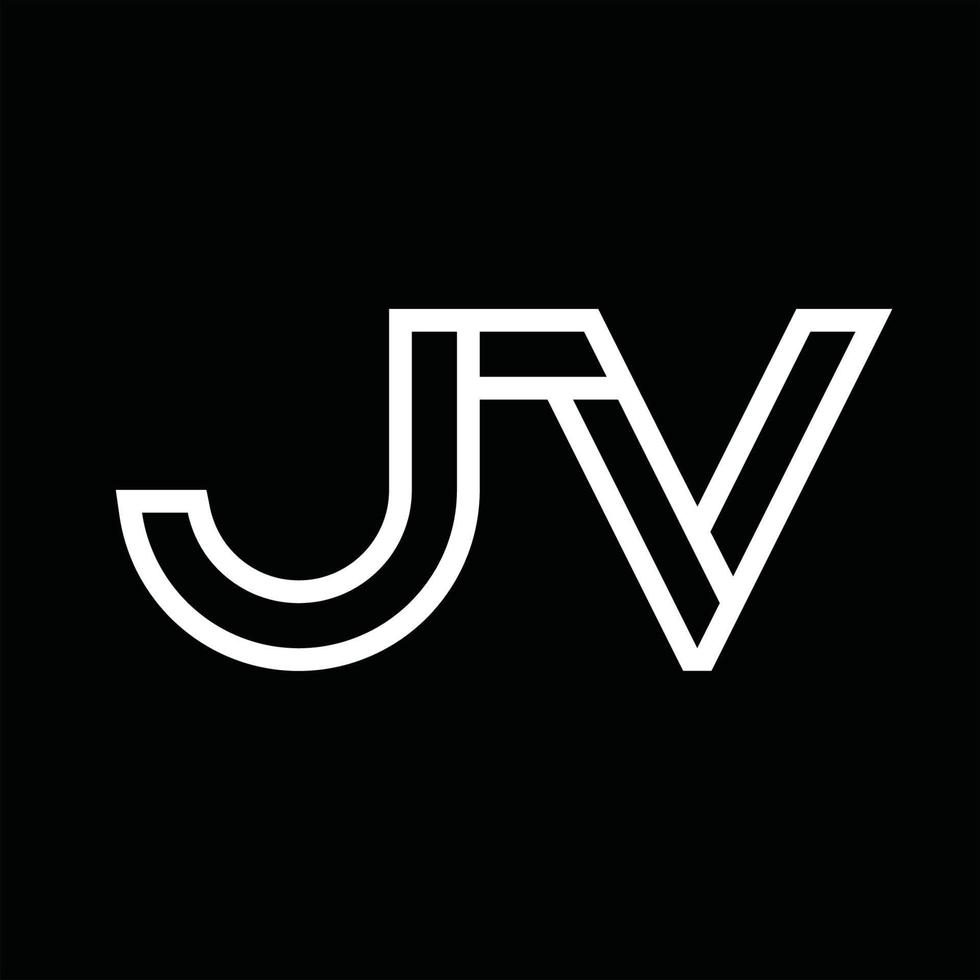 monograma do logotipo jv com espaço negativo de estilo de linha vetor